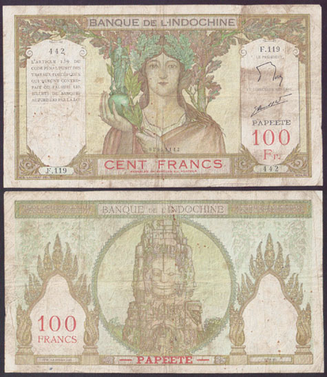 1939-65 Tahiti 100 Francs P.:14d M000007